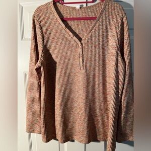 Earth Tone Waffle Look Henley